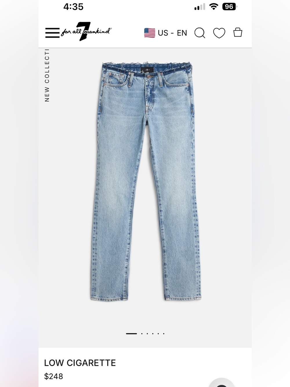 NWT 7 for all mankind Low cigarette jeans 🔥
